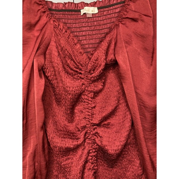 Blush J Women's Burgundy Red Long Sleeve Mini Dress Size Large - Picture 2 of 13